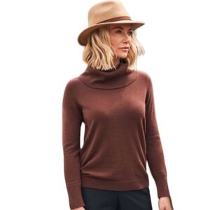 Pure Collection Cashmere Cowl Neck Brown Sweater